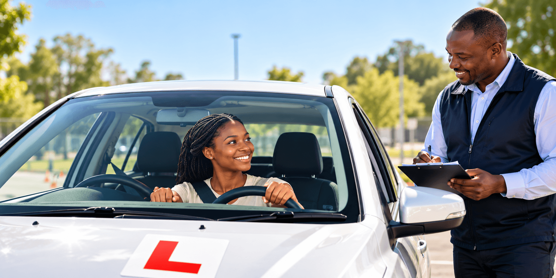 Learner driver preparing for driver testing